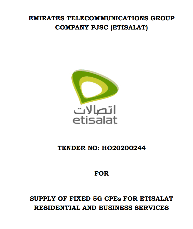 Qualfiber ha sido invitada por Etisalat para la licitación 5G CPE